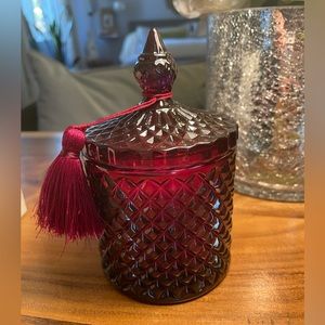 Luxury Candle Rachel Zoe in Red Cut Glass Lidded Jar ~ Paradise